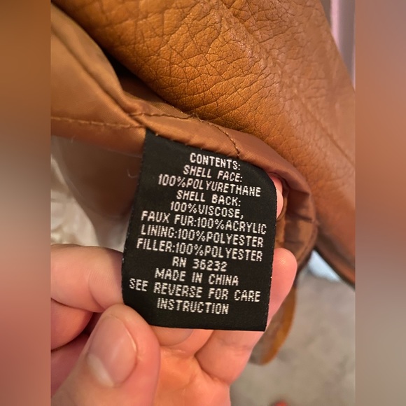 Giacca Faux Leather Brown Jacket - Picture 4 of 5